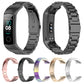 Three-bead metal watch straps in multiple colors, front and back views