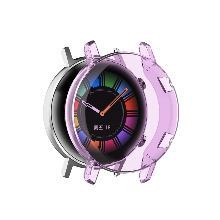 Full coverage watch protective case, transparent purple TPU with screen cover