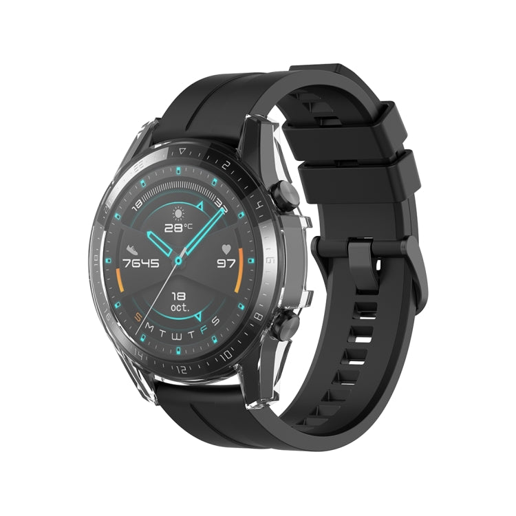 Watch protective case with screen cover, clear screen guard, on black smartwatch band