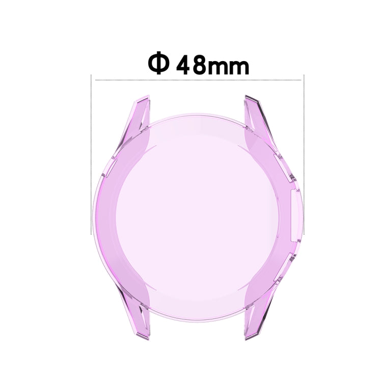 Pink transparent watch protective screen case with curved bezel guards for round smartwatch
