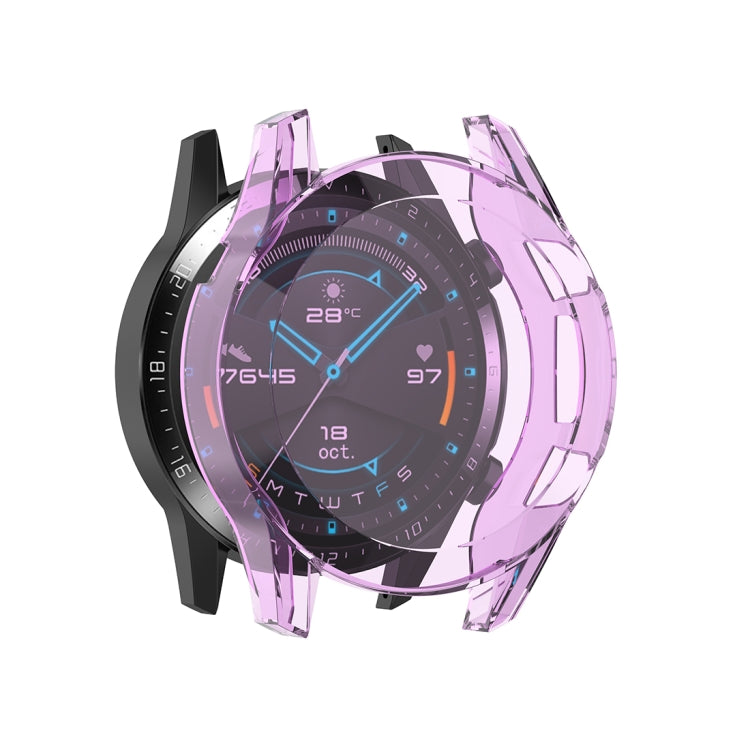 Full coverage watch protective case, transparent purple TPU, full bezel protection