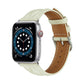 Cream leather watch strap with wave texture and metal buckle, for Apple Watch