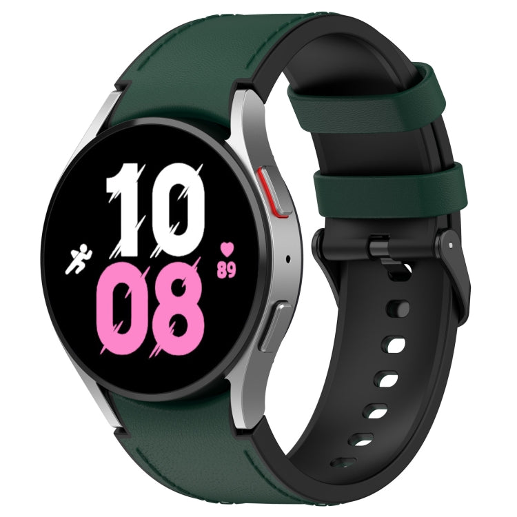 Silicone buckle watch band, olive green strap with pin-and-loop buckle on a smartwatch