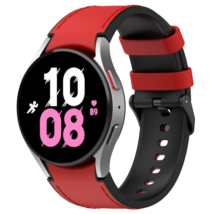 Silicone buckle watch band, red strap with pin-and-loop buckle on a smartwatch