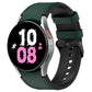 Silicone leather-look buckle watch band, olive green with perforations and metal clasp