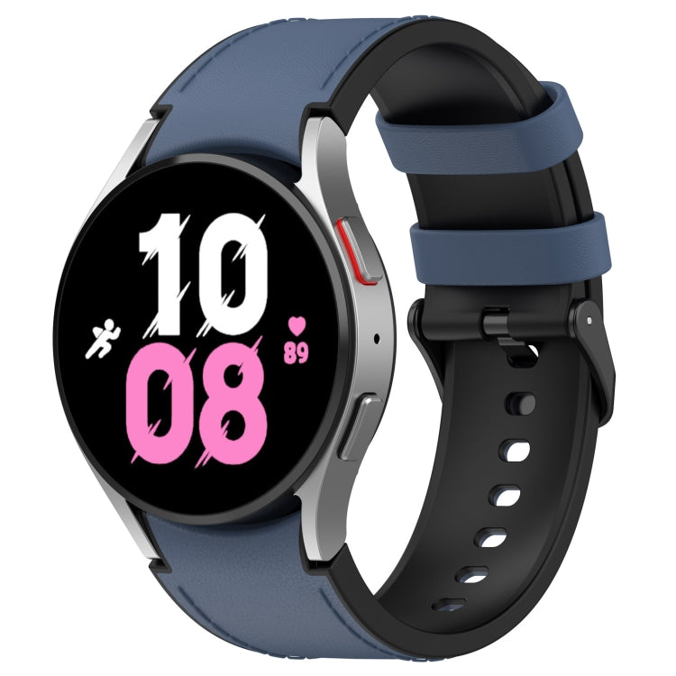 Silicone watch band with buckle, deep blue strap and black clasp for smartwatch