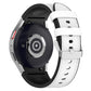 White silicone watch band, side view with metal buckle and strap hole detail.