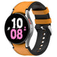 Silicone watch band with metal buckle, orange strap and black watch side.