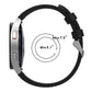 Black silicone smartwatch band with silver buckle and adjustment holes