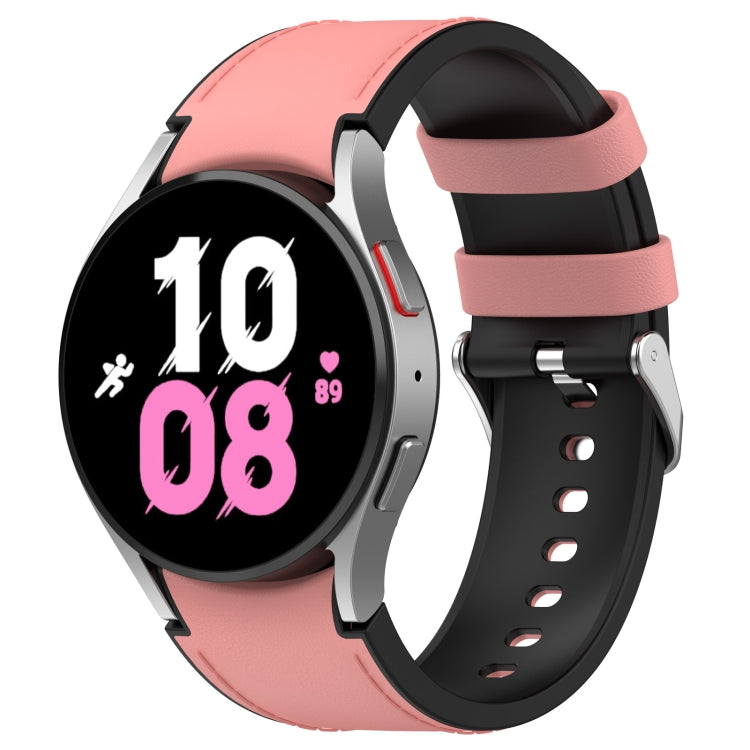 Pink silicone watch band with metal buckle, inner strap segments and holes.