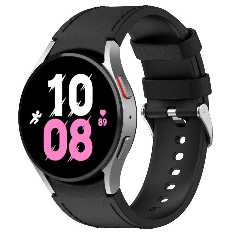 Black silicone watch band, side view with metal buckle and multiple strap holes.
