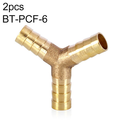 3-way pneumatic Y connector, brass, 6mm ports (2-pack)