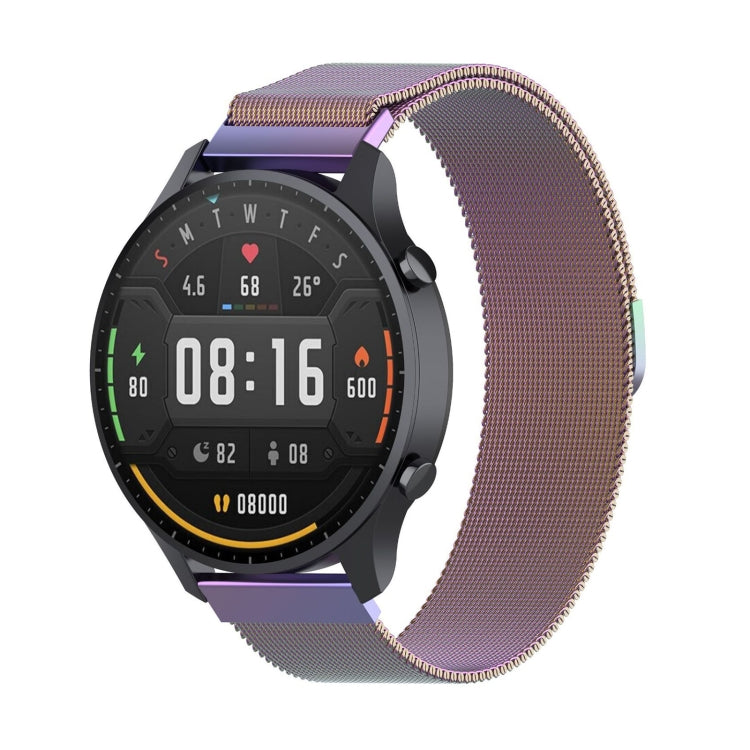 22mm Milan wrist strap watchband, rose pink mesh with black watch case