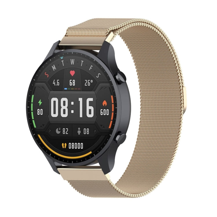 22mm Milan wrist strap watchband, champagne mesh with black watch case