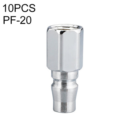 10pcs C-type quick air fitting connector, PF-20, chrome metal pneumatic coupling