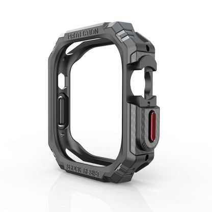Shockproof carbon-fiber-style Apple Watch case for 49mm, dark gray with raised bezel