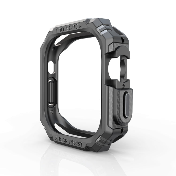 Shockproof carbon-fiber-style Apple Watch case for 49mm, dark gray protective frame