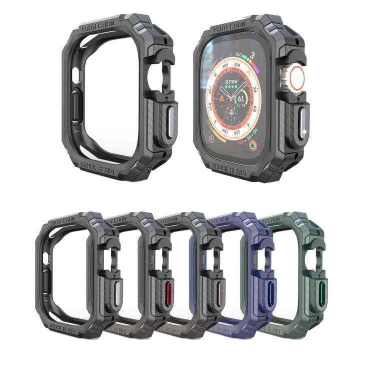 Shockproof carbon-fiber-style Apple Watch case for 49mm in multiple colors with display opening