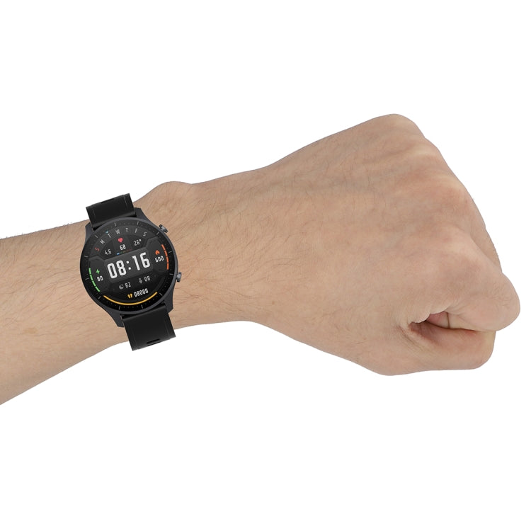 22mm silicone smartwatch wrist strap with quick-release clasp, black