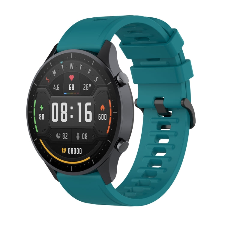 22mm silicone smartwatch wrist strap with quick-release clasp, teal