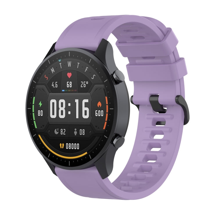 22mm silicone smartwatch wrist strap with quick-release clasp, light purple