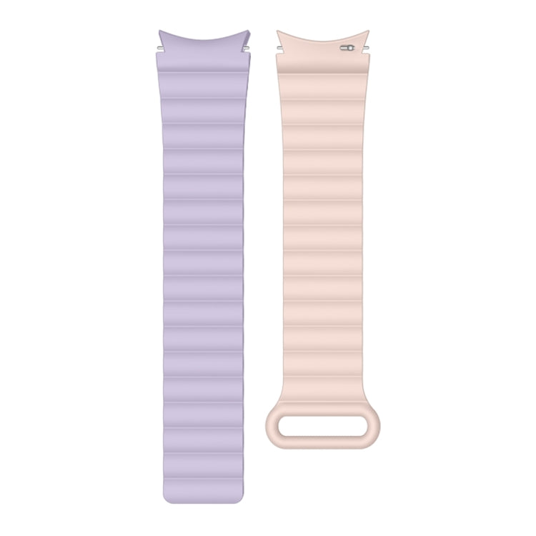 Silicone magnetic watch band in lavender and beige with oval clasp