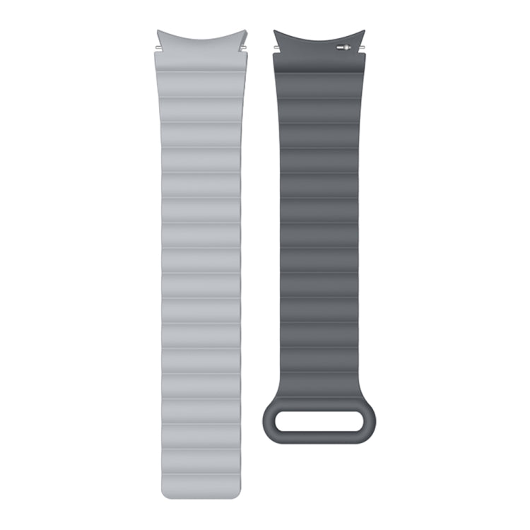 Silicone magnetic watch band in light gray and dark gray with oval clasp