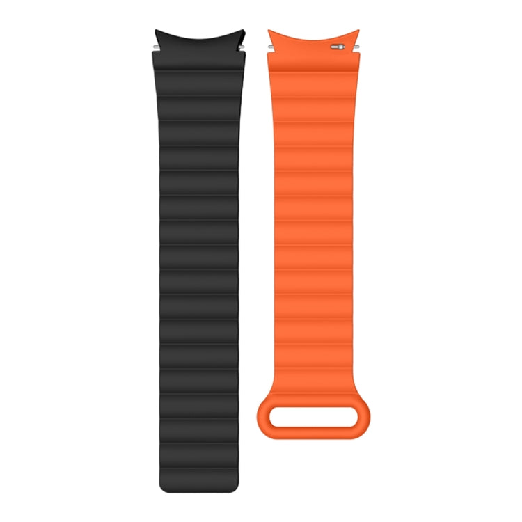 Silicone magnetic watch band in black and orange with oval clasp