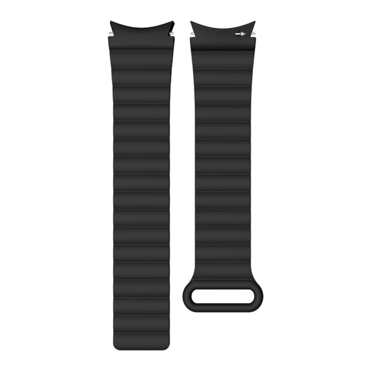 Silicone magnetic watch band pair in black with dark oval clasp