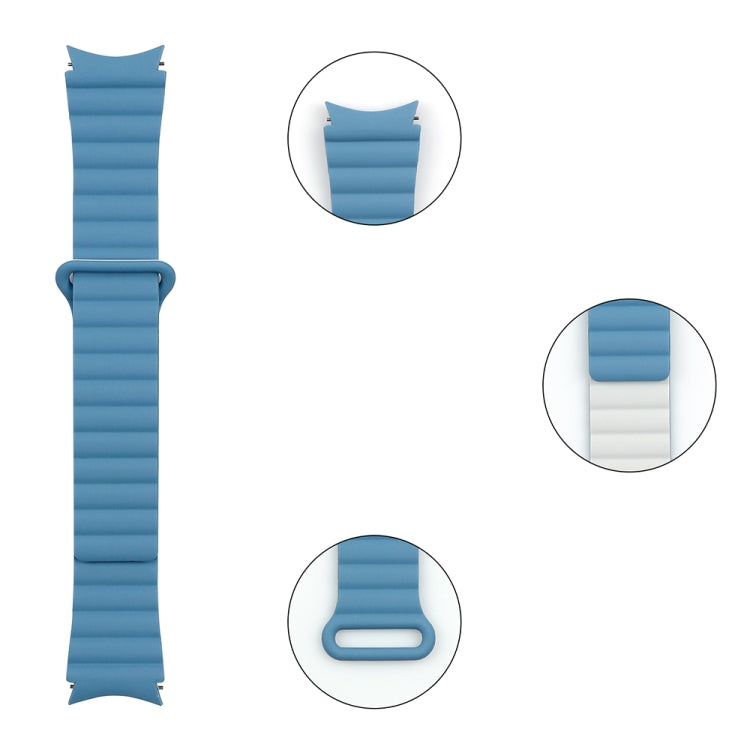Blue silicone magnetic watch band with rectangular clasp