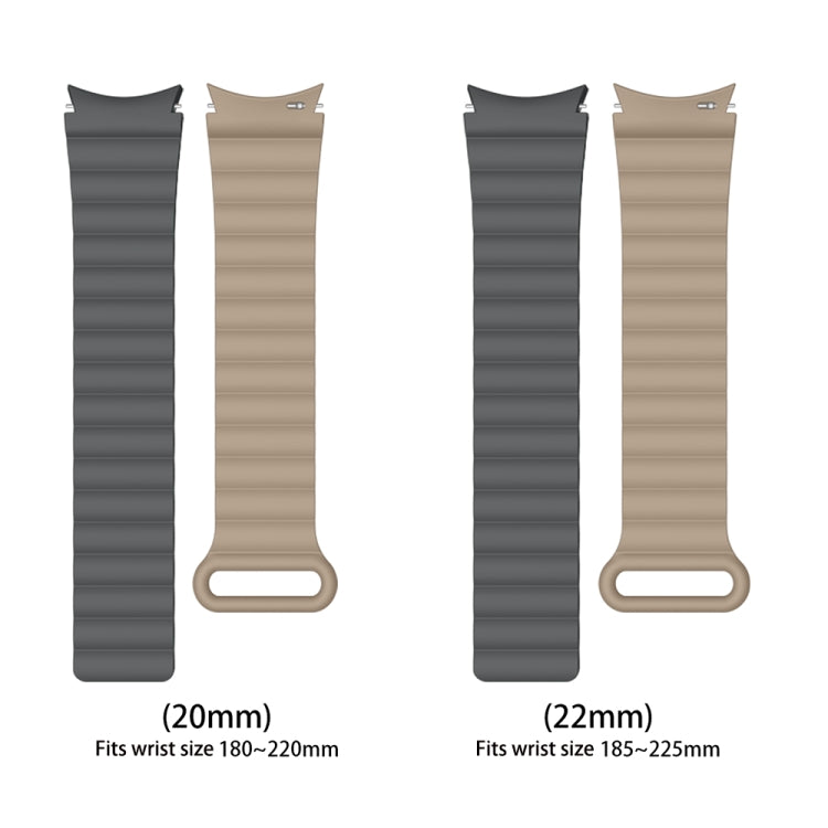 Silicone magnetic watch bands in dark gray and beige with rectangular clasp