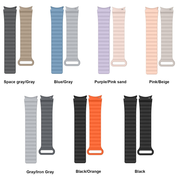Assorted silicone magnetic watch bands: tan, blue, purple, pink, gray, black, orange
