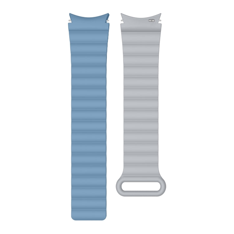 Silicone magnetic watch band in blue and silvery gray with oval clasp