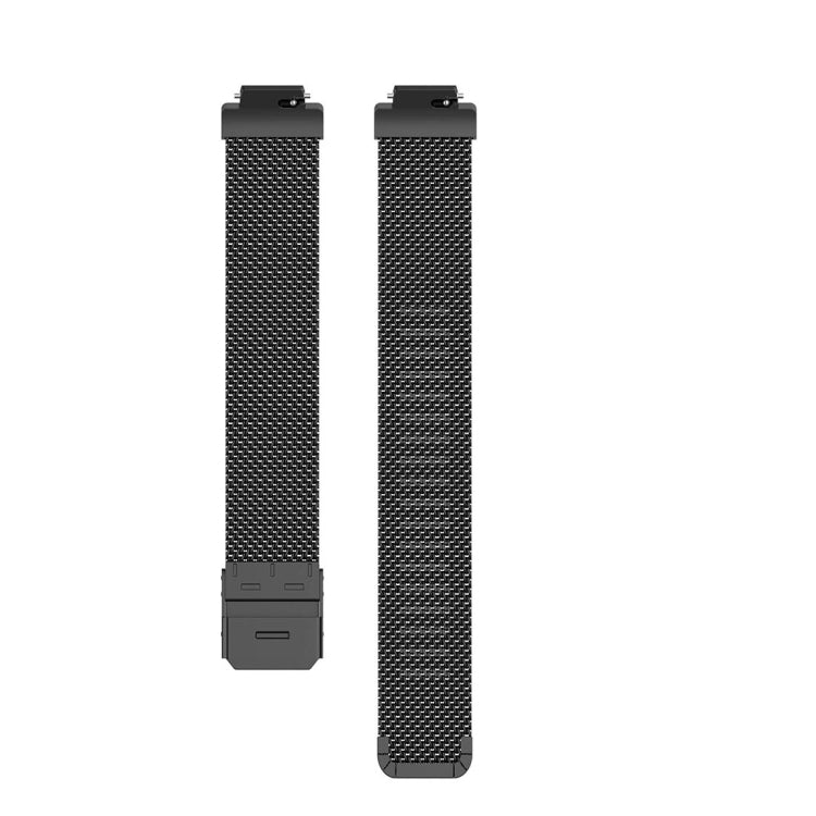Black metal mesh watch band, size L, with two rectangular clasp ends