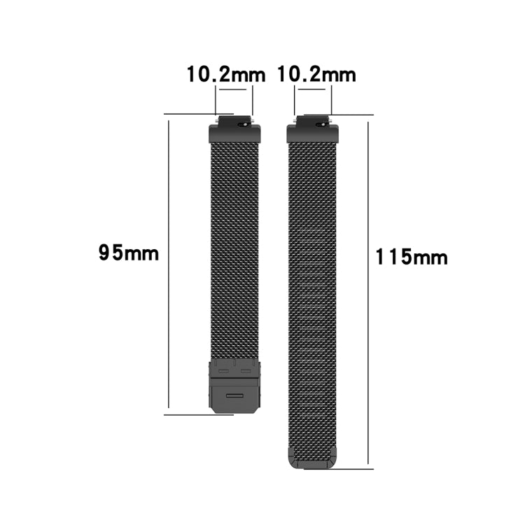 Size L metal mesh watch band dimensions: 95mm and 115mm lengths