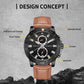 Ochstin 6045A Multifunctional Quartz Luminous Genuine Leather Men Watch