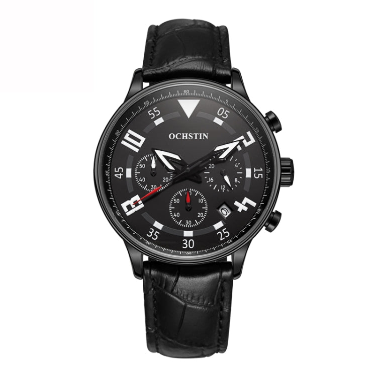 Multifunctional Quartz Men Leather Watch, Ochstin 6050B