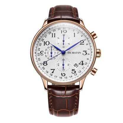 Multifunctional Quartz Men Leather Watch, Ochstin 6050C