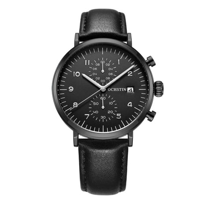 Multifunctional Quartz Waterproof Men Leather Watch, OCHSTIN 6076C