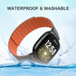 Orange magnetic silicone watch band with ribbed strap and metal buckle
