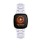 White resin watch band with butterfly clasp attached to smartwatch