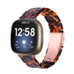 Tortoise-pattern resin smartwatch band with chunky links, fit for Fitbit Versa 3/4