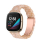 Ivory resin link watch band with molded pattern, side view on smartwatch