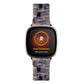 Clear smoky resin watch band with rose-gold case and smartwatch screen