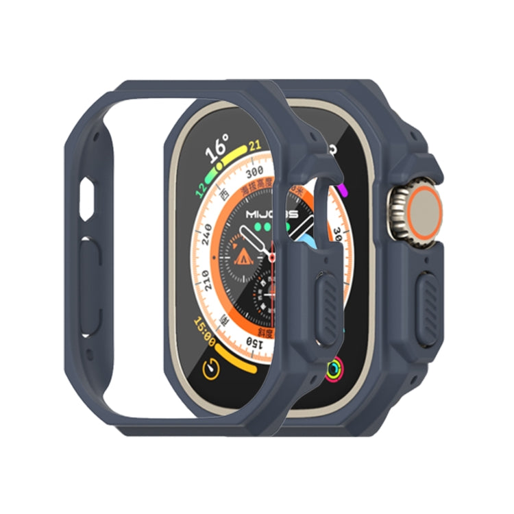 Ultra-thin PC watch case for 49mm, dark blue with beige bezel and side grips