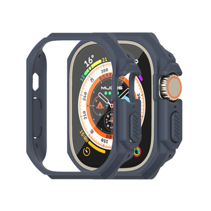Ultra-thin PC watch case for 49mm, dark blue with beige bezel and side grips