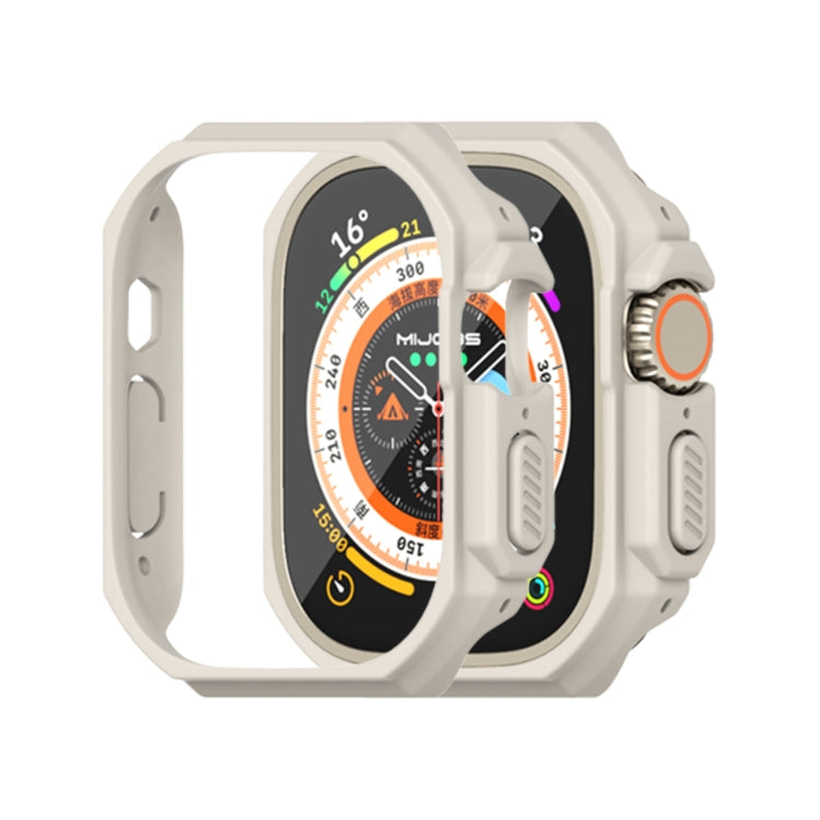 Ultra-thin PC watch case for 49mm, warm grey with beige bezel and side grips