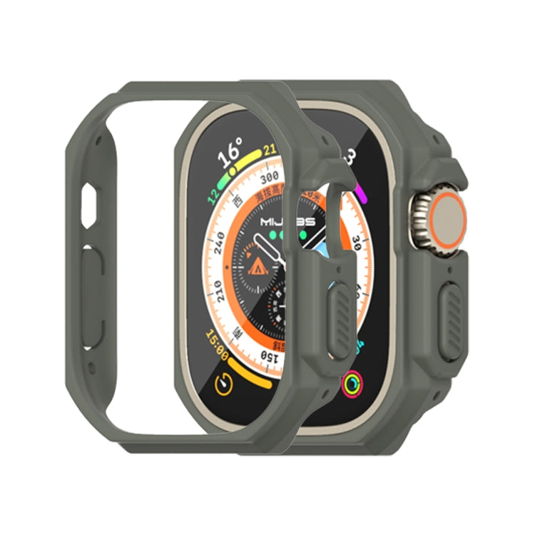 Ultra-thin PC watch case for 49mm, khaki green with beige bezel and side buttons