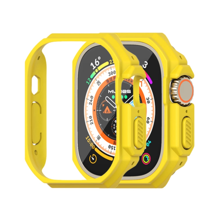 Ultra-thin PC watch case for 49mm, yellow with beige bezel and side grips