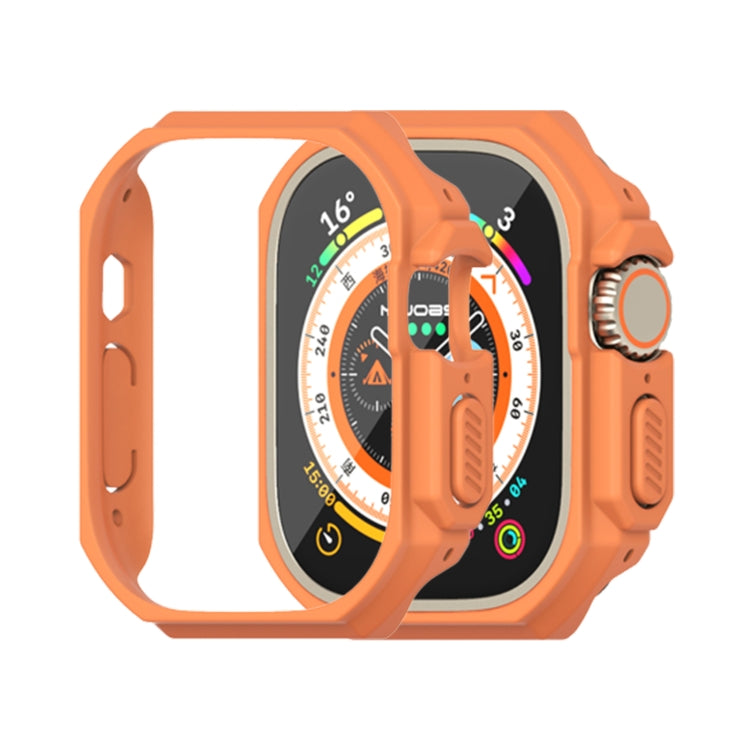 Ultra-thin PC watch case for 49mm, orange with beige bezel and side grips